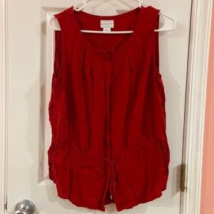 Red sleeveless top